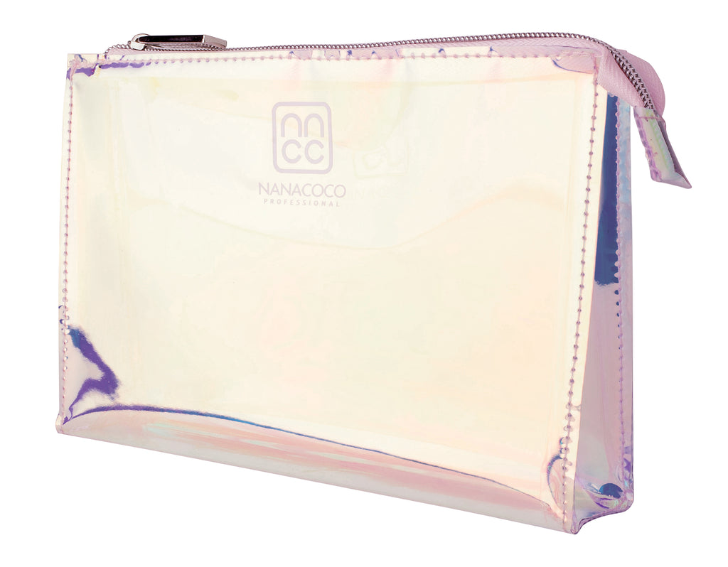 Holographic Makeup Bag with Zipper Closure 21.5x14.5x4cm Holographic Transparent