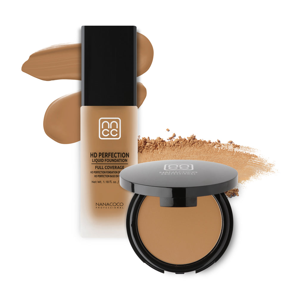 Nanacoco Professional HD Perfection Liquid and Powder Foundation Set- buff beige