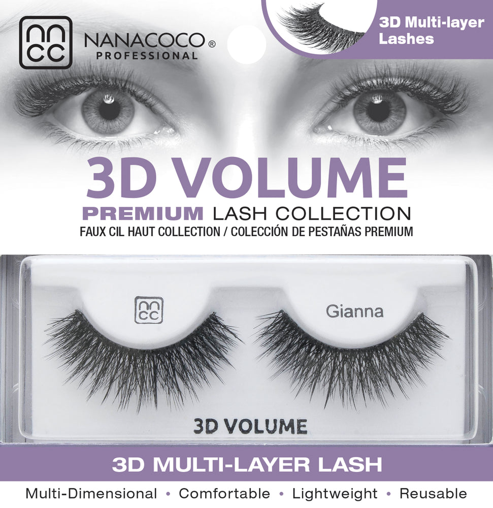  Eyelashes Premium 3D Volume black Gianna in packaging